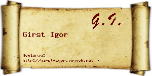 Girst Igor névjegykártya